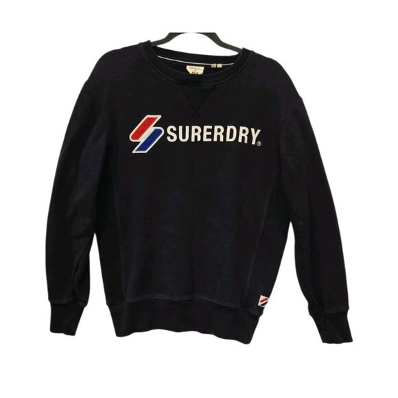 Superdry ​Logo Cotton Pullover Sweatshirt Navy Blue Men's Size Small - Picture 1 of 10